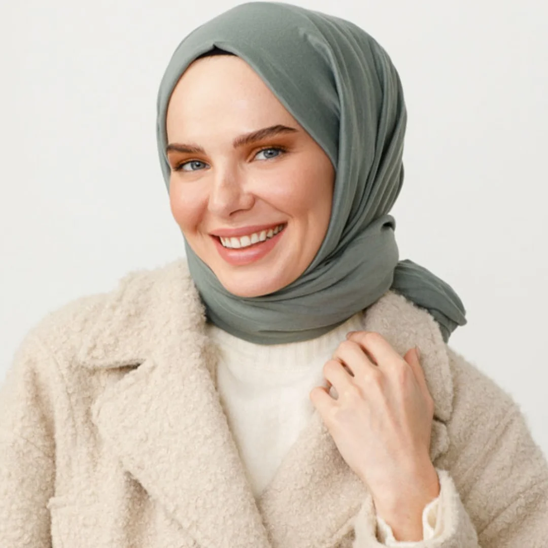 pamuk kraş şal çiğ bademi nisa scarf