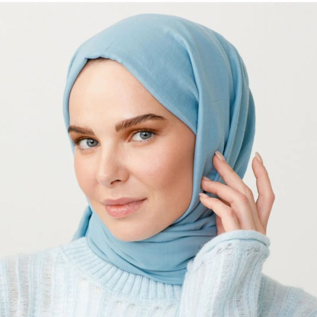 pamuk kraş şal göl mavisi nisa scarf