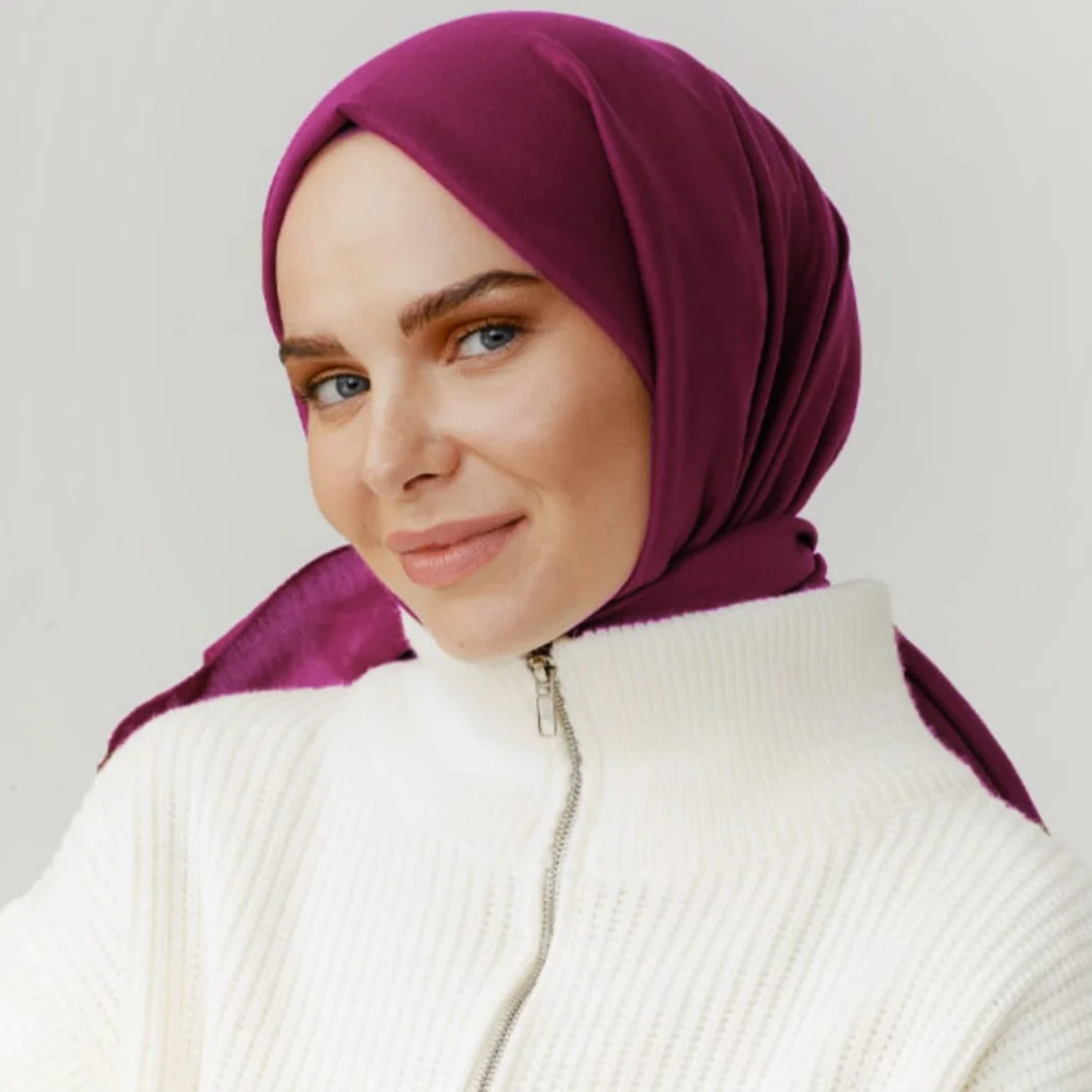 pamuk kraş şal mürdüm nisa scarf