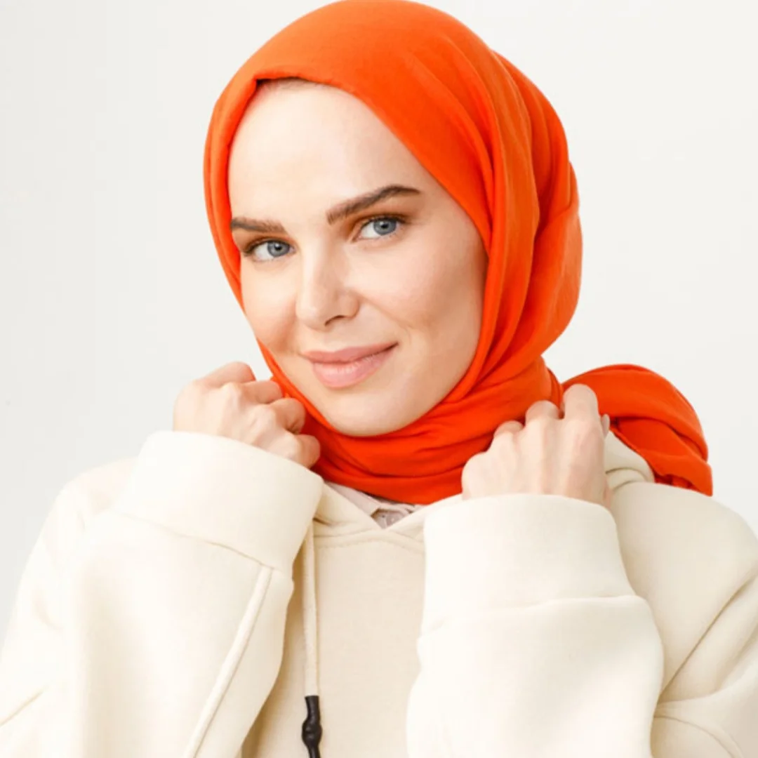 pamuk kraş şal oranj nisa scarf