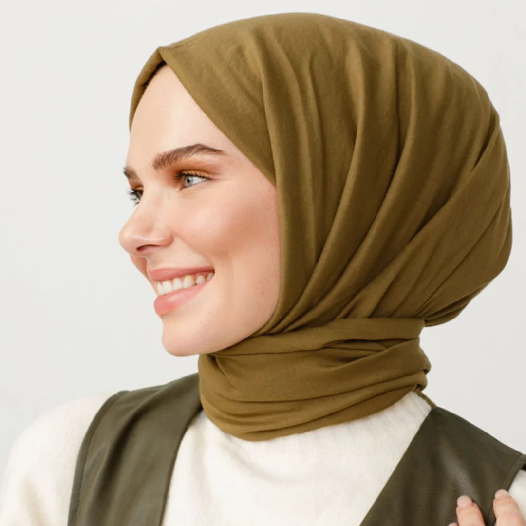 pamuk kraş şal yağ yeşili nisa scarf