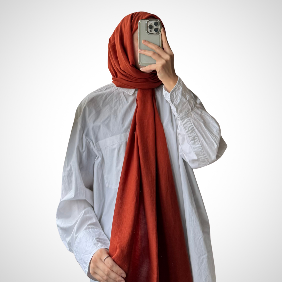 amor pamuk şal kiremit nisa scarf