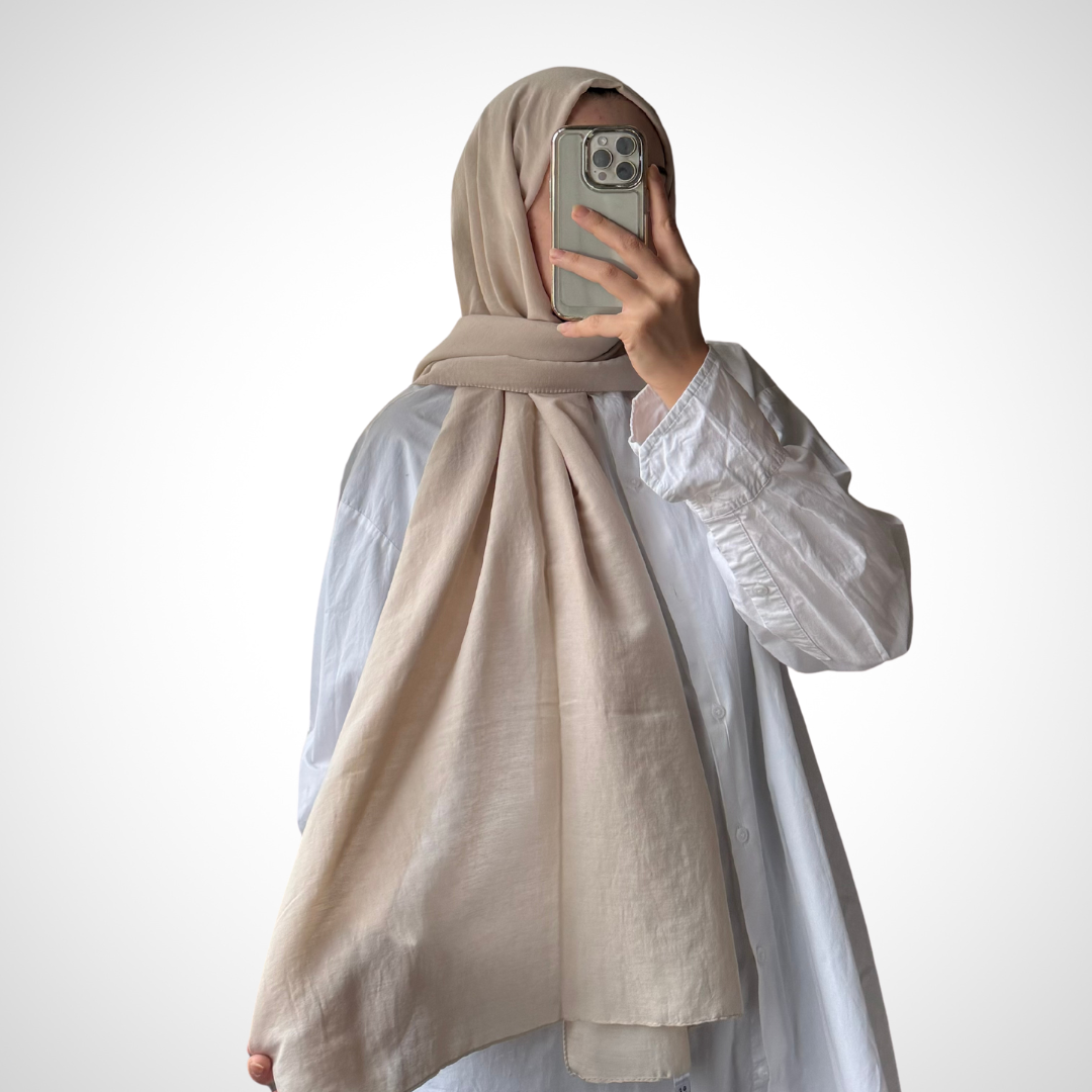 amor pamuk şal kum beji nisa scarf
