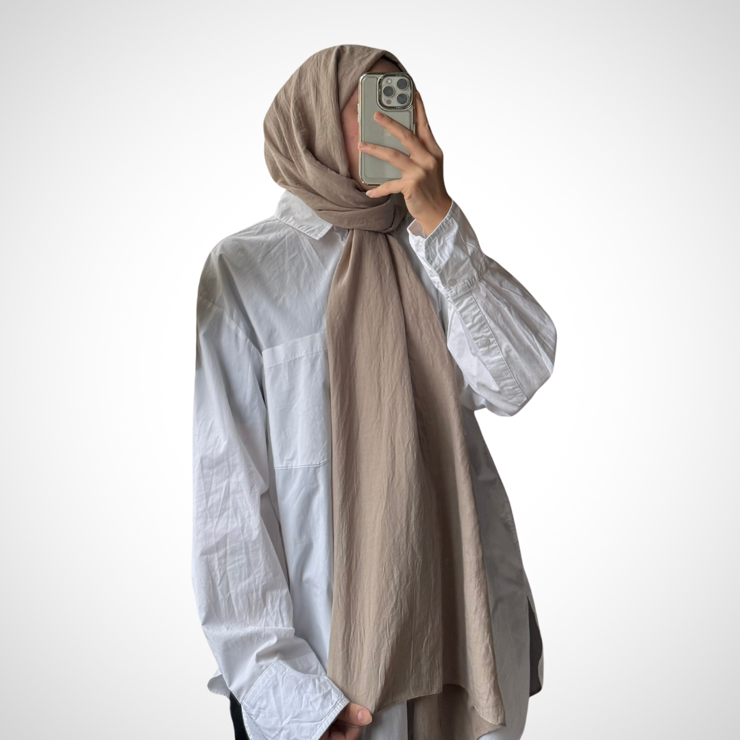 amor pamuk şal latte nisa scarf